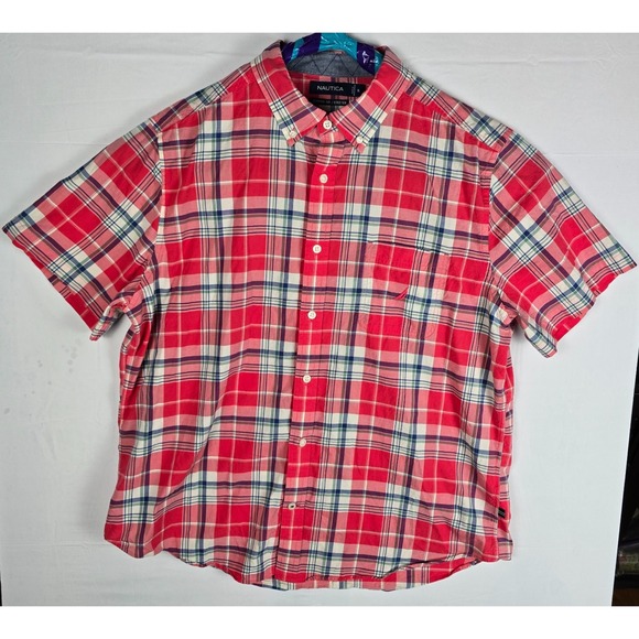 Nautica Other - Nautica Classic Fit Stretch‎ SS Button‑Down Plaid Shirt Men's XL Multicolor